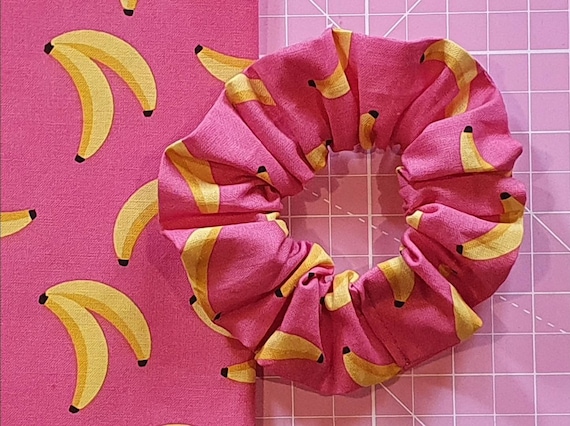 Bananas Hair Scrunchie, Hair Scrunchie, Pink Hair Scrunchie