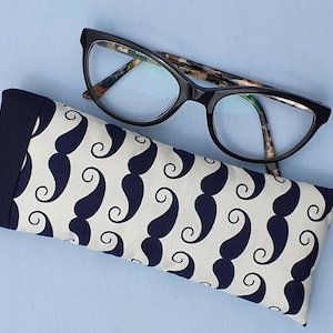Padded Moustaches Glasses Case, Adult Sun Glasses Case, Eye Glass Case, Foam Glasses Case, Fabric Glasses Case, Glasses Case