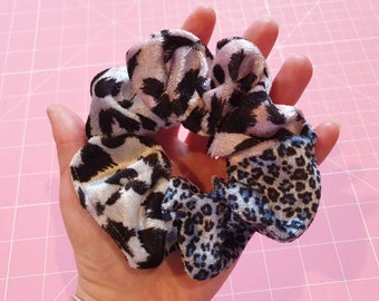 Leopard Print Velvet Scrunchie, Leopard Hair Scrunchie, Hair Scrunchie, Animal Print