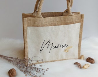 Personalisierte Weihnachts Jutetasche Name & Symbole | Einkaufstasche mit Wunschname und Initial | Jutetasche | Baumwolltasche | Shopper