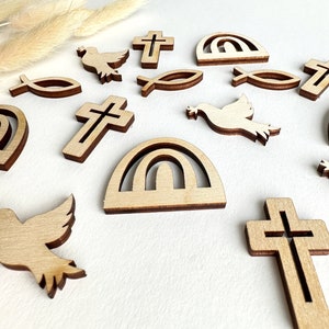 Streudeko für Taufe / Konfirmation / Kommunion / Firmung 4 verschiedenen Symbolen Regenbogen / Fisch / Taube / Kreuz Set oder 4x4 MIX Bild 2