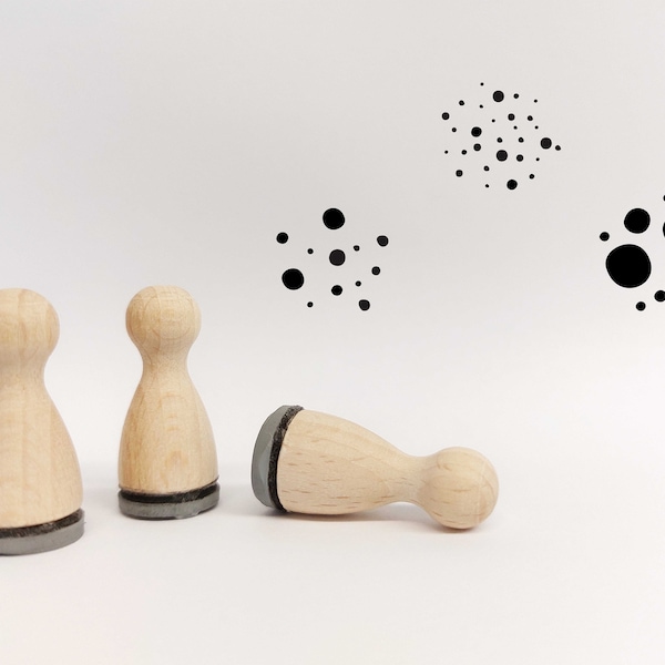 Ministempelset Sprenkel - Punkte - Kleckse - Konfetti | 3 Stempel mit 12mm Durchmesser | Holzstempel Deko Party / Einladung / Dekoration DIY