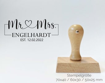 Mr&Mrs Stempel - Frame | Last name with EST. | Wedding temple personalized | save the date | Stamp Rectangular 70x40/60x30/50 x 25 mm