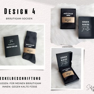 Bräutigam Socken mit Geschenkbox Für meinen Bräutigam gegen kalte Füße Hochzeitssocken Box mit Personalisierung Herrensocken Anzug Design 4