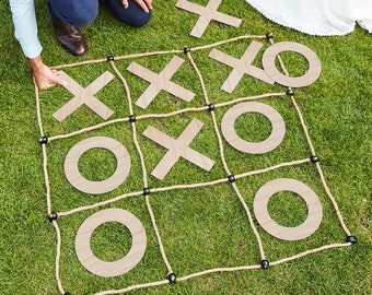 Kreuze & Kreise Spiel | XOXO - Spiel | Hochzeitsgarten-Spiele für Draußen | Nullen und Kreuze | XXL Spiel | Außengeeignet