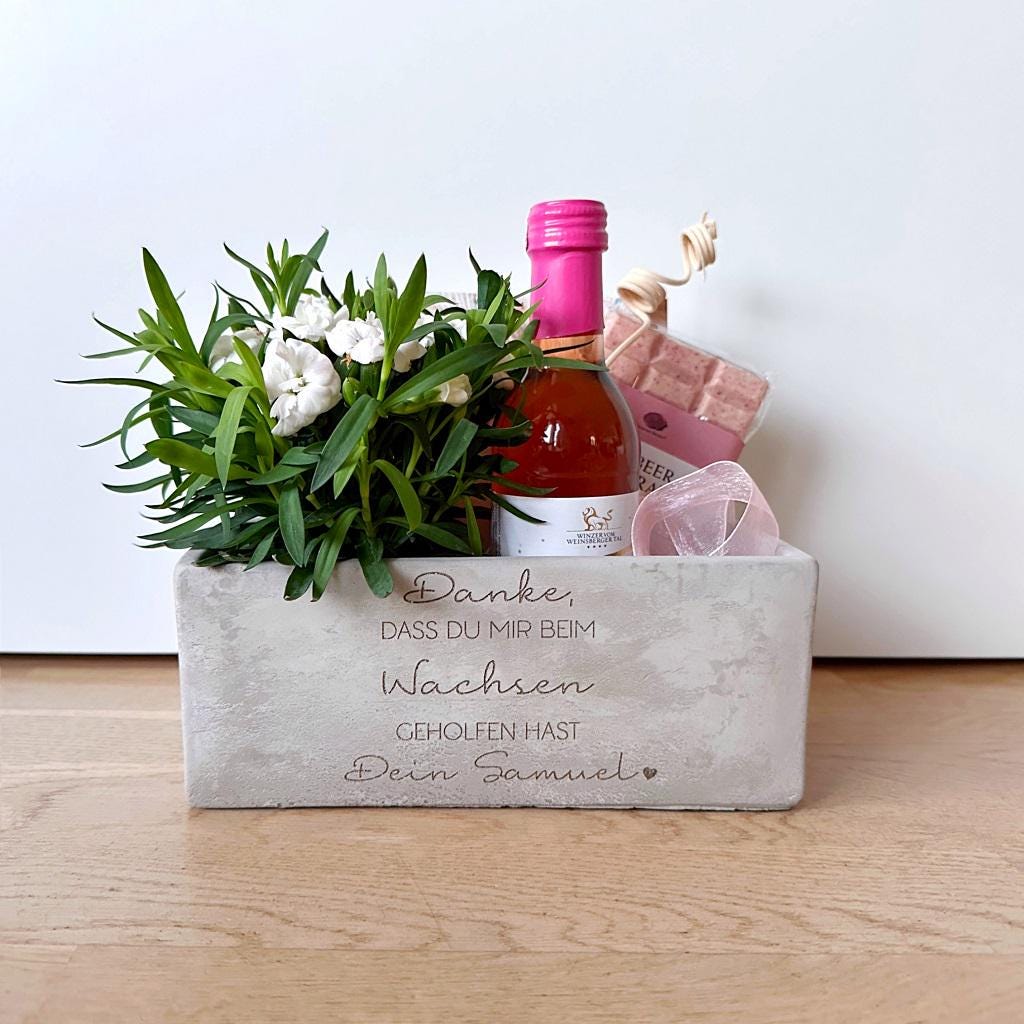 Personalisiert Blumentopf Beton-Optik - Danke Geschenk Für Erzieher & Ärzte