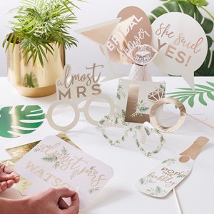 Props - JGA Botanical 10er Set | Gold Personalisierbar | Photo Booth Props | Jungesellinnen Abschied JGA Bilder | Fotobox Accessoires Fotos