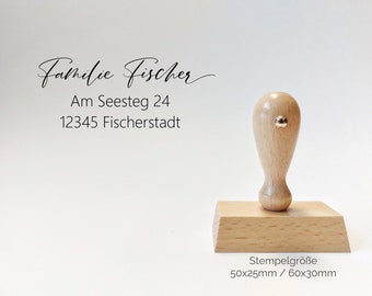 Address stamp - Fischer | Filler font | personalized family stamp | Wooden stamp Desired address | Stamp rectangular 50 x 25 mm/60 x 30 mm