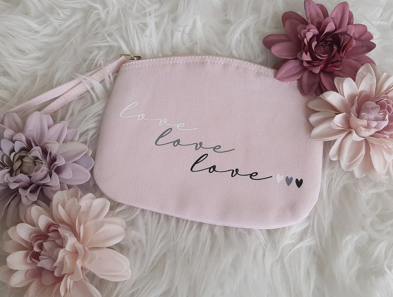 Personalisierte Kosmetiktasche Kulturbeutel Beautycase Individuell bedruckt Love Love Love