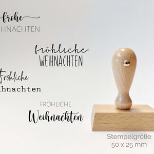 Fröhliche Weihnachten Stempel | Weihnachten | 50 x 25 mm - Holzstempel | Weihnachtskarte | Weihnachtsstempel | Stempel Rechteckig Advent