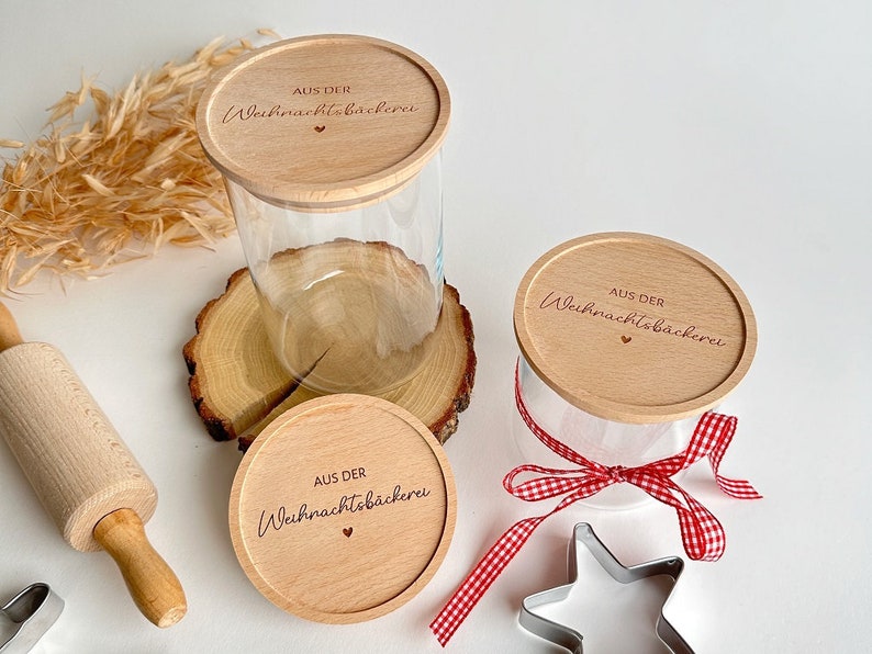 Vorratsglas Aus der Weihnachtsbäckerei Holzdeckel personalisiert mit Wunschname Weihnachtsdeko Weihnachtsgeschenk Plätzchen image 3