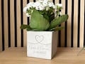 Blumentopf Beton-Optik Hochzeit mit Herz | personalisiertes Hochzeit Geschenk mit Namen & Datum | Beton Topf Gravur Herz Liebe Valentinstag product logo