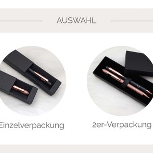 Kugelschreiber mit Name & Geschenkverpackung, Schreibset für Hochzeitspaar, Vertrag, Stift personaisliert in Metall / Rosegold graviert 画像 7