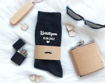 Hochzeitssocken mit Personalisierung | versch. Aufdrucke | Getting Ready Hochzeit Accessoire Bräutigam | Herren  Männer Socken | Anzugsocken