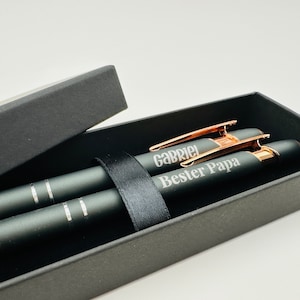 Kugelschreiber mit Name & Geschenkverpackung, Schreibset für Hochzeitspaar, Vertrag, Stift personaisliert in Metall / Rosegold graviert Bild 8