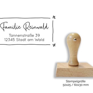 Adressstempel Reinwald Zierrahmen personalisierter Familienstempel Holzstempel Wunschadresse Stempel Rechteckig 50x25mm / 60x30mm Bild 9