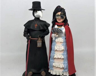 Custom Figurine, Personalized Couple Statue, Custom Bobblehead, Gothic Couple Figurine, 3D Printed Portrait, Plague Doctor Figure