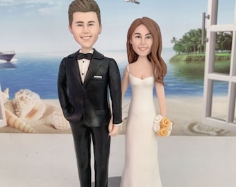 Custom figurine cake topper, Personalized figurine couple,Custom figurine from photo,Wedding bobblehead cake topper,Custom bobblehead couple