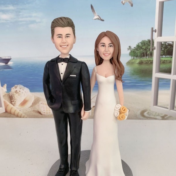 Custom figurine cake topper, Personalized figurine couple,Custom figurine from photo,Wedding bobblehead cake topper,Custom bobblehead couple