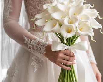 Real Touch Calla Lily Bouquet, Wedding Bouquet Flowers, Faux Calla Lily Bouquet, DIY Decor, Artificial Calla Flower