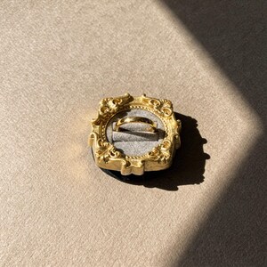 Velvet ring holder with vintage gold frame, engagement ring display. Ring box in multiple colors for wedding and jewelry photography