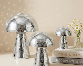 Mirror Disco Mushroom Sculpture, Retro Funky Home Decor, Party Accent