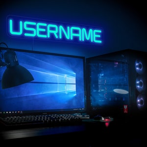 Neon sign custom gaming, Custom neon sign username, Personalized gamer name sign, Gamertag night light, Game room neon sign, Gamer led sign