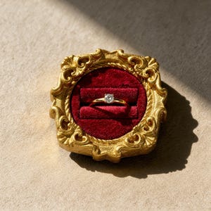Velvet Ring Holder, Vintage Ring Box, Engagement Ring Display, Jewelry Photography Prop