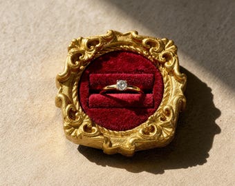 Velvet Ring Holder, Vintage Ring Box, Engagement Ring Display, Jewelry Photography Prop
