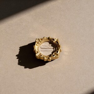 Velvet ring holder with vintage gold frame, engagement ring display. Ring box in multiple colors for wedding and jewelry photography