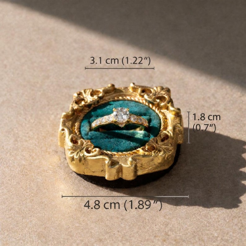 Velvet Ring Holder, Vintage Ring Box, Engagement Ring Display, Jewelry Photography Prop image 6