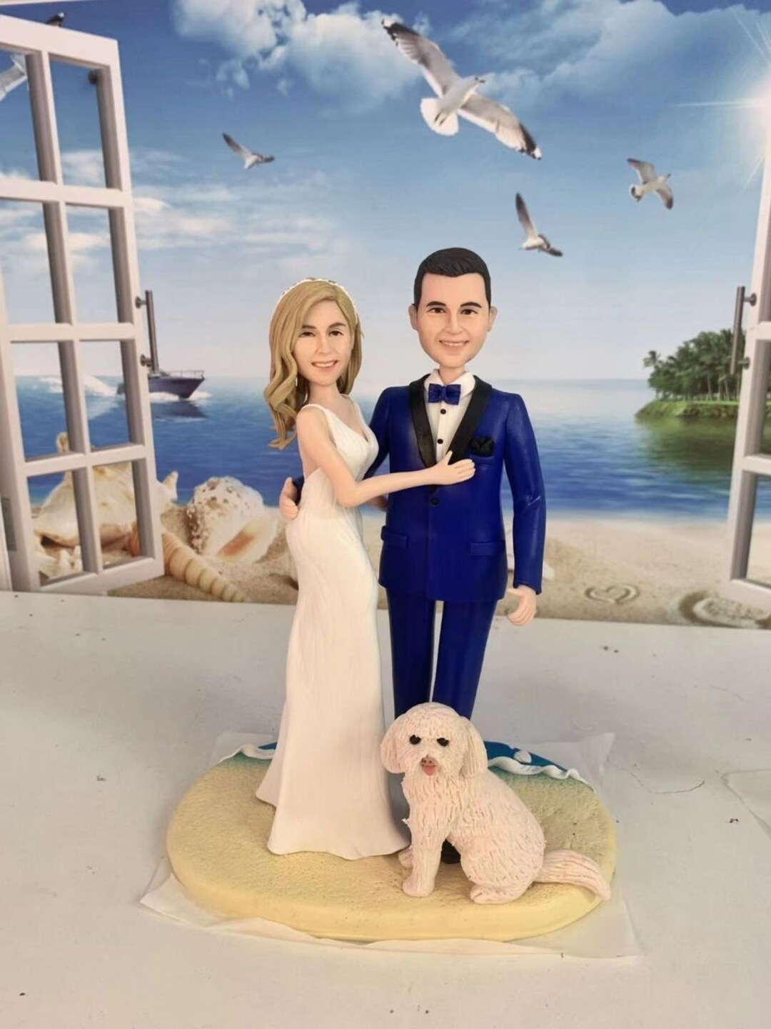 Blue Suit Wedding Bobblehead - Groom Formal Figurine main image 0