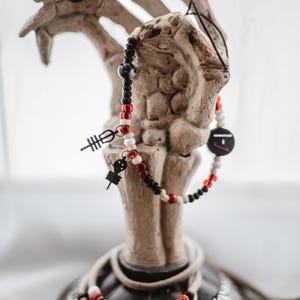 Handmade TwentyOnePilots Blurryface Phone Charm, 3D Printed beads/ beaded lanyard/ concert outfit accessory/