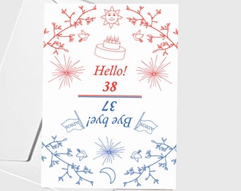 Carte anniversaire personnalisable "Vis versa".