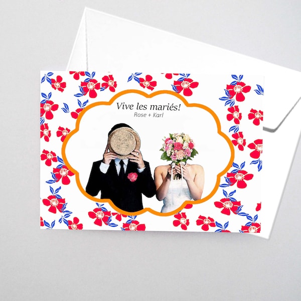 Carte félicitations mariage personnalisable.