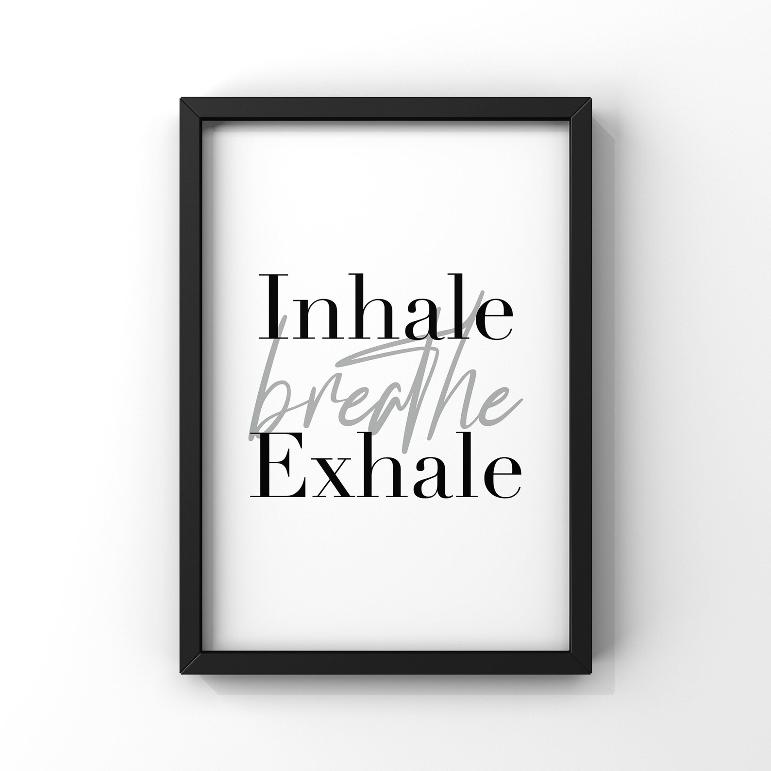 Inhalieren Atmen Sie schwarz weiß grau Wand Kunst Minimal | Etsy
