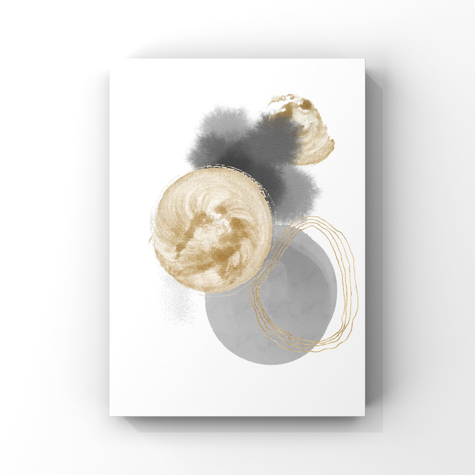 Black Grey and Gold Abstract Wall Art Print Set of 3 Gold Etsy