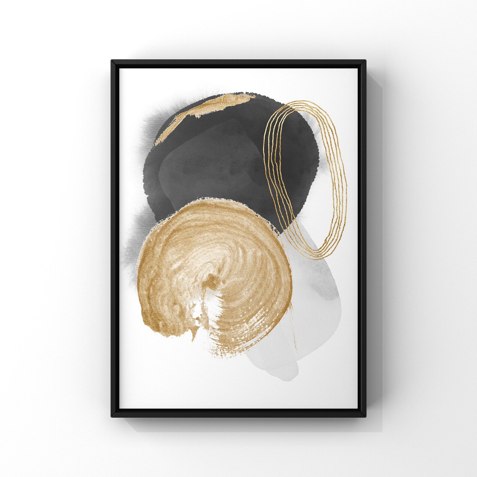 Black Grey and Gold Abstract Wall Art Unframed Print Set of 3 Etsy
