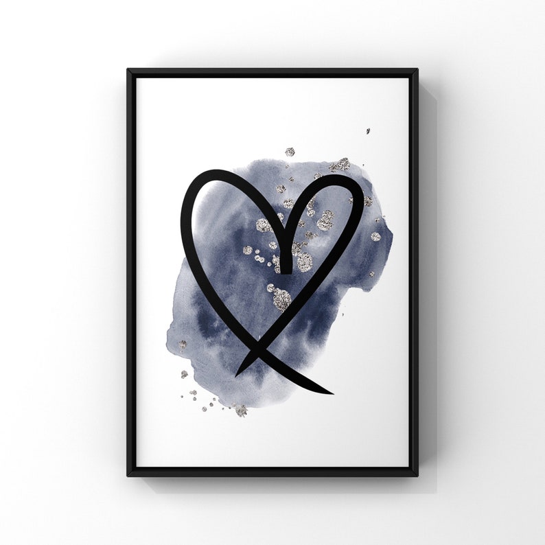 Navy and Silver Wall Art Print Set of 3 Unframed Together Etsy UK