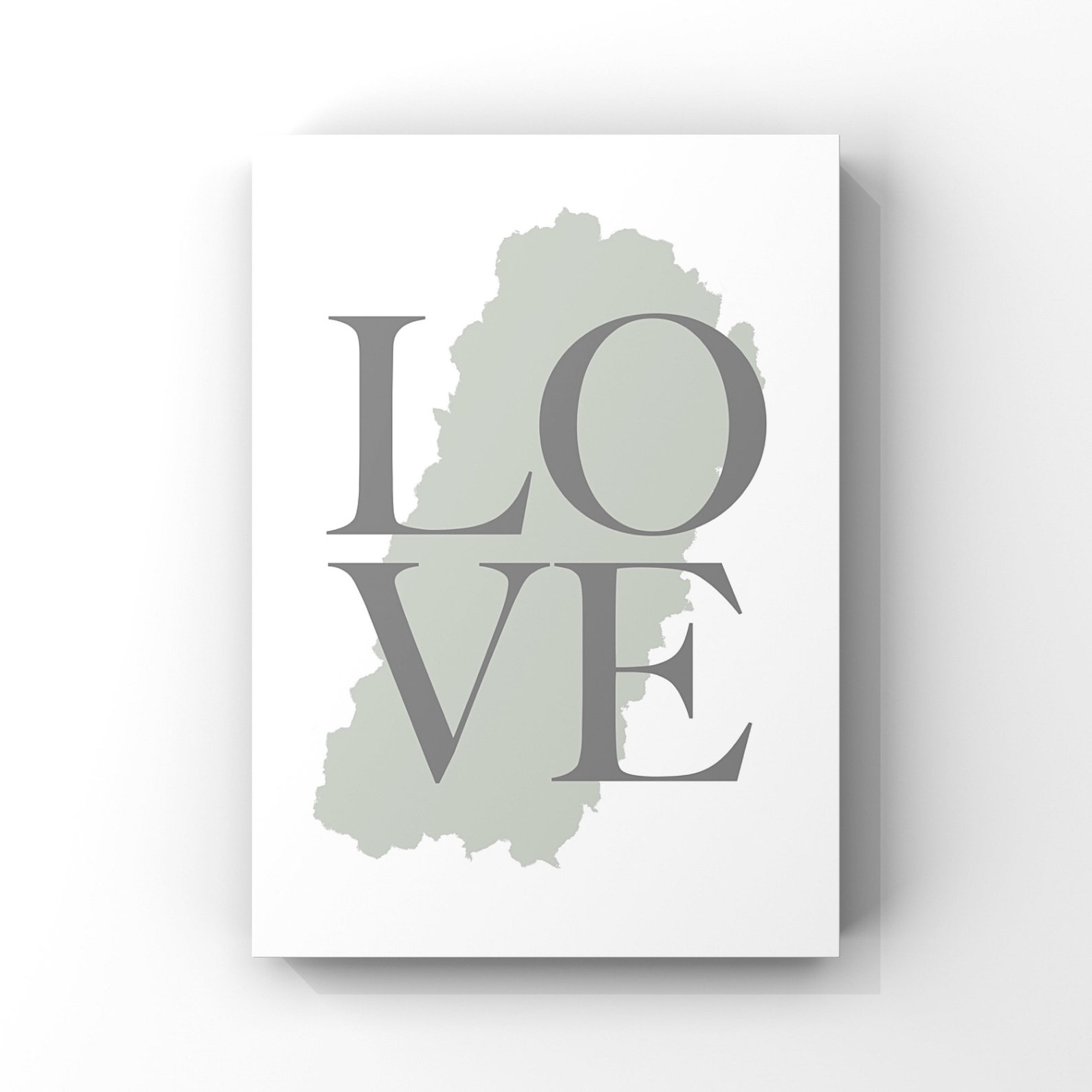 Sage Green and Grey Love Happy Family Set of 3 Prints, Sage Green