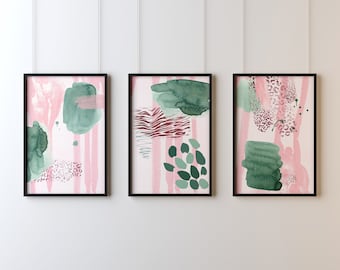 Pink Green Wall Art - Etsy UK