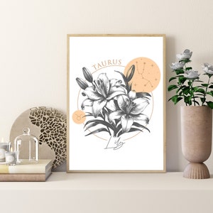 Taurus star sign print, zodiac, unique gift, astrology zodiac poster, horoscope, anniversary, birthday, Christmas gift, unframed print