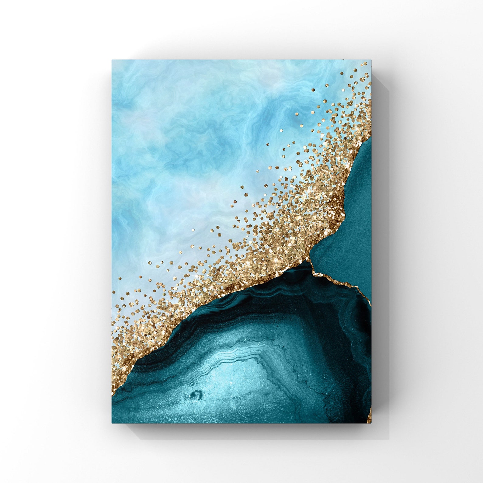 Blue and Gold Marble Abstract Wall Art Gold Decor Print 3 Etsy