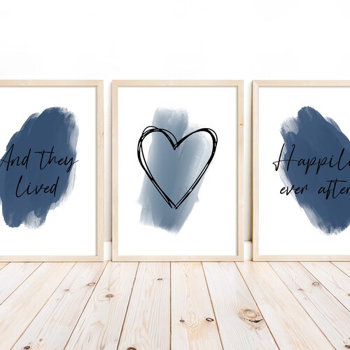 Navy Wall Art Navy Prints Blue Prints Set of 3 Prints Blue Etsy