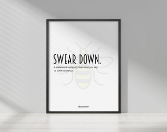 Swear down Manchester quote print, northern quote print, Manchester poster, Manchester wall decor, northern slang, unframed print