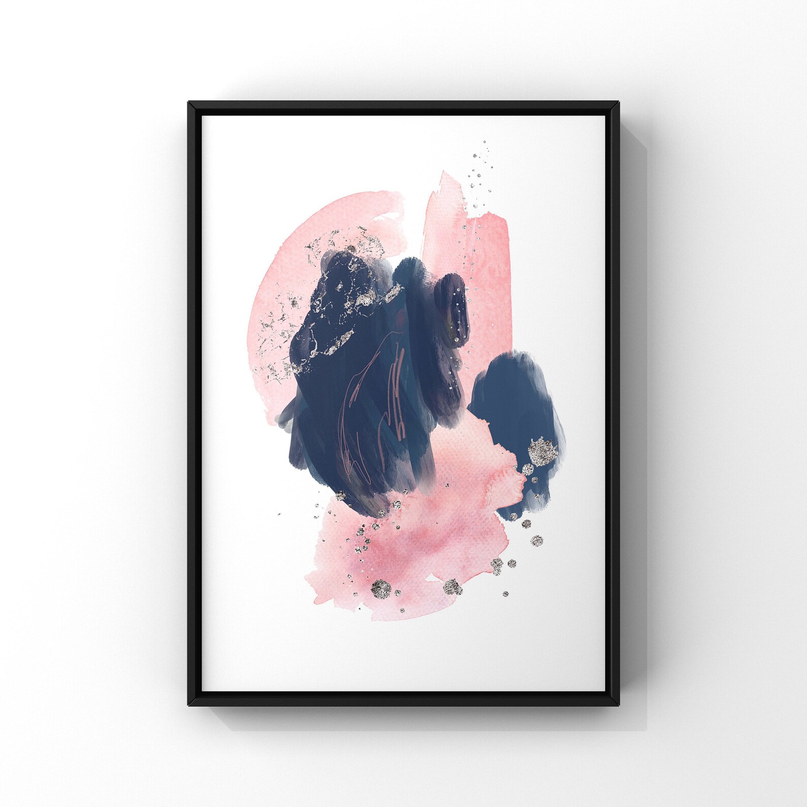 Blue Pink and Silver Wall Abstract Art Unframed Print Set of 3 Etsy