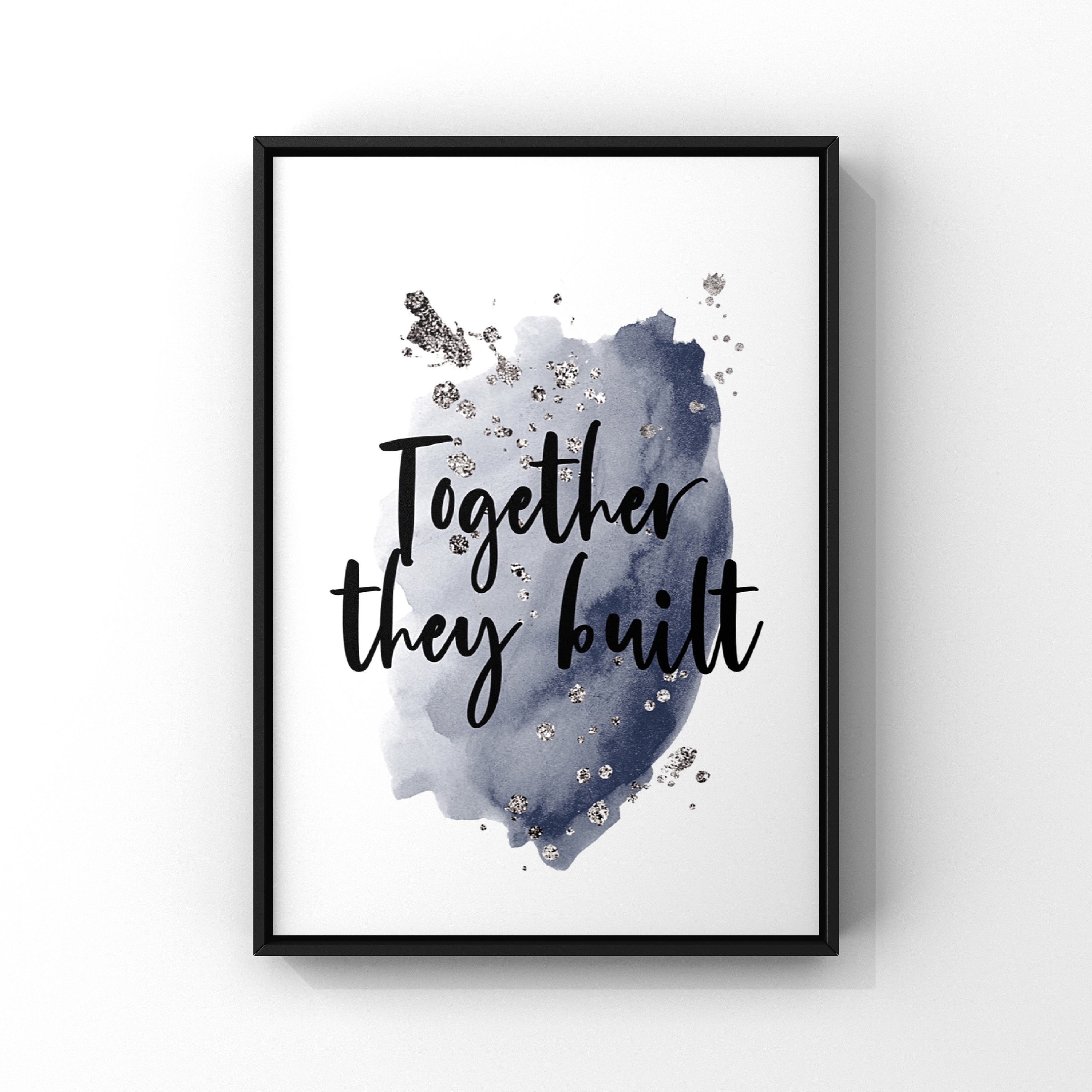 Navy and Silver Wall Art Print Set of 3 Unframed Together Etsy UK