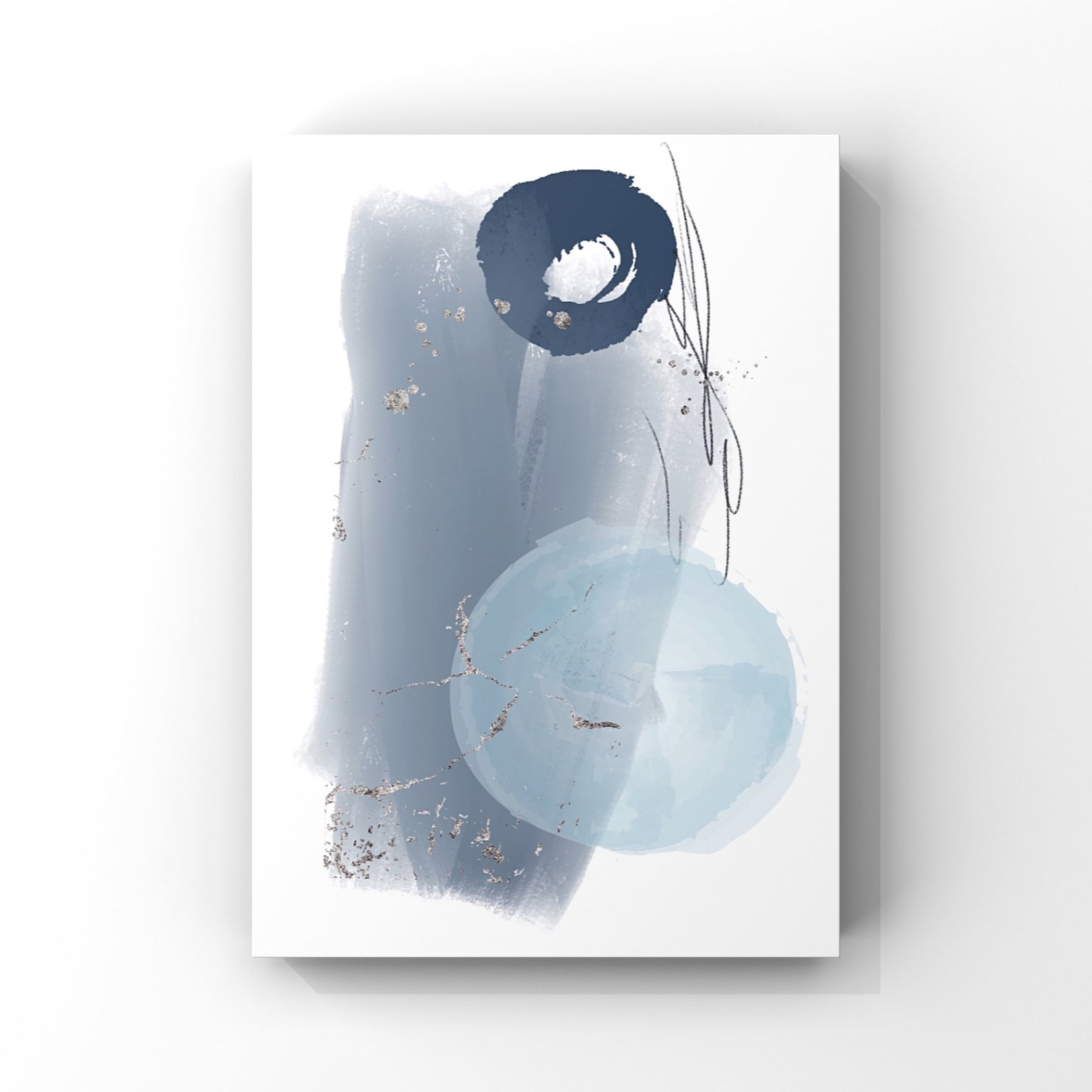 Blue and Silver Abstract Wall Art Unframed Print Set of 3 Etsy UK