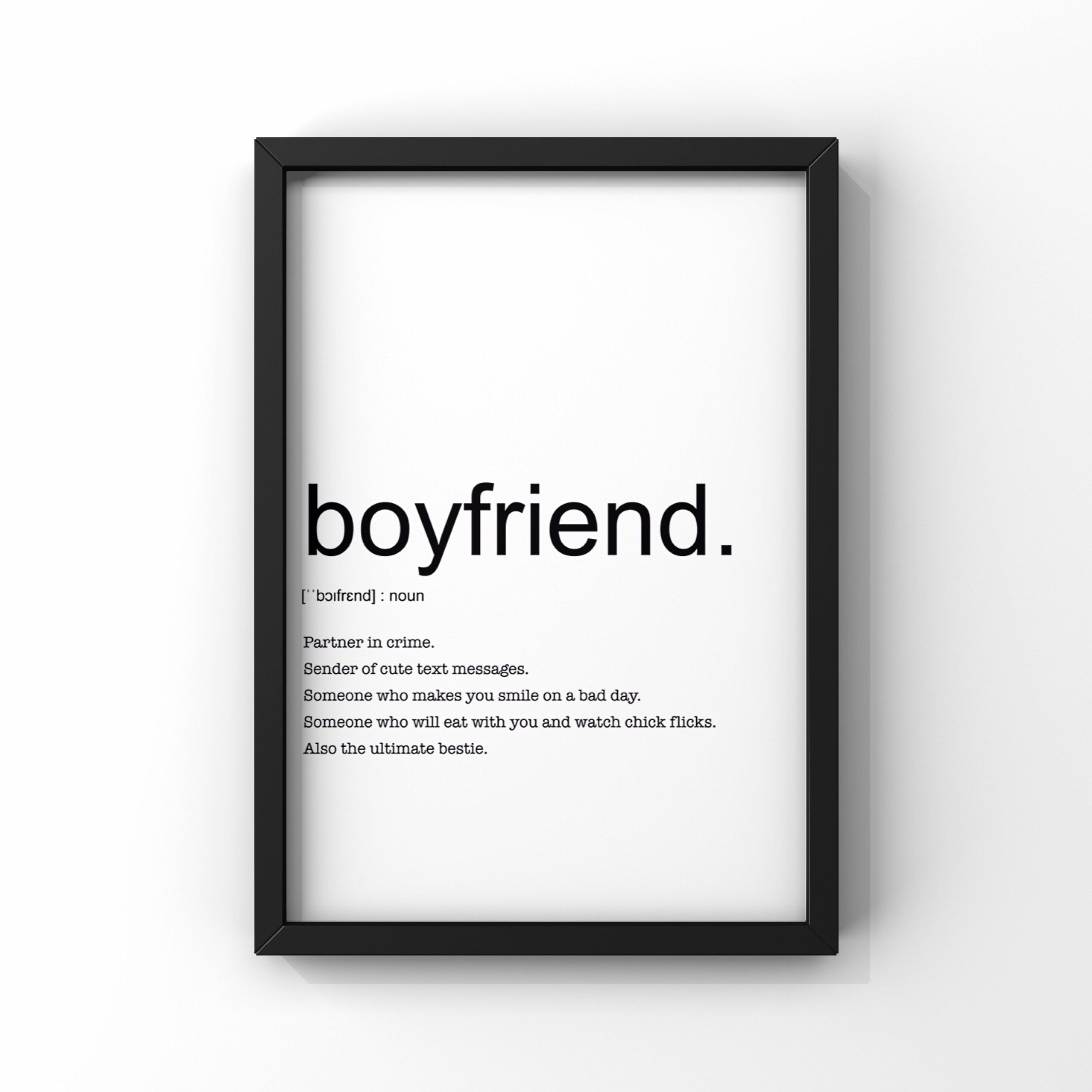 Boyfriend Definition Print Birthday Gifts for Him Etsy