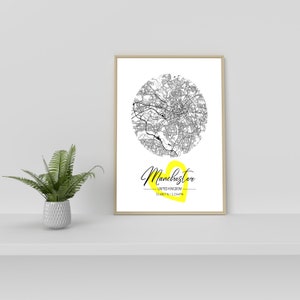 Manchester map print wall art, map print northern quote, Manchester bee, map poster, black and white wall art, unframed print
